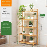 Storable Floor Balcony Flower Rack Living Room Multi-layer Wooden Flower Pot Rack Multi Meat Folding Indoor Flower Rack Storage Rack Multi-functional 5-layer Wide 68