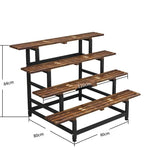 Flower Rack Iron Art Living Room Flower Rack Indoor Multi-layer Solid Wood Steel Wood Flower Rack Balcony Pot Rack Ladder Four Layers Thickened 120 Long