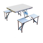 Outdoor Folding Tables And Chairs Siamese Exhibition Table Beach Stall Portable Integrated Barbecue Stall Four Person Seat Suit Camping Picnic Tables