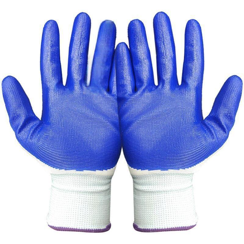 480 Pairs Cotton Gauze Gloves Labor Protection Dipping Abrasion Resistant Antiskid Gluing Industrial Protective Rubber Gloves