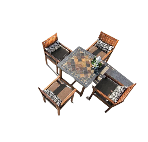 Outdoor Solid Wood Table And Chair Combination Garden Courtyard Teak Leisure Furniture Villa Dining Table And Chair Room Exposed Table Deposit