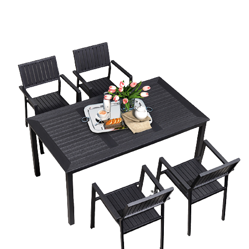 Outdoor Table And Chair Courtyard Balcony Small Round Table Indoor Outdoor Garden Open-air Anticorrosive Wood Plastic Wood Dining Tea Table Set