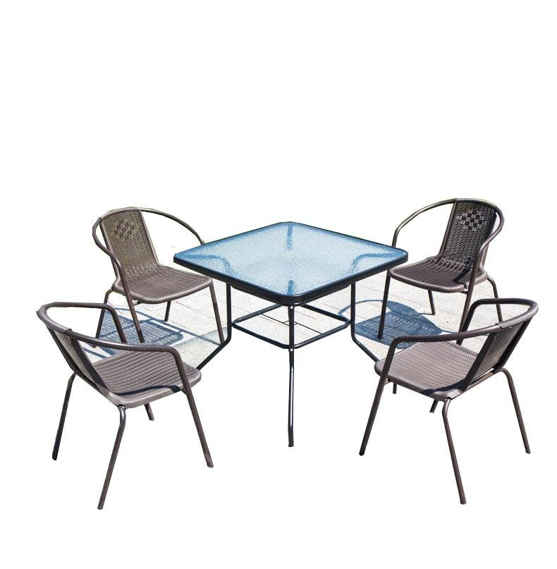 Outdoor Table And Chair Balcony Small Garden Leisure Outdoor 4 + 1 [with 70cm Carbon Steel Square Table]