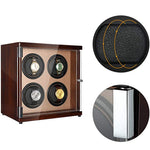 CHIYODA Watch Winder Four Watch Winder For Men's And Women's Automatic Watch With Quad Mabuchi Motor, LCD Digital Display And High Gloss Brown