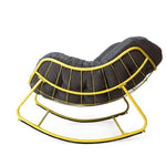 Balcony Rocking Chair Household Nap Chair Indoor Living Room Simple Leisure Lazy Chair Black With Cushion