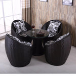 Rattan Chair Three Piece Set Balcony Outdoor Leisure Balcony Small Tea Table Combination Indoor Back Chair Dark Brown