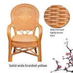 Outdoor Furniture Rattan Chair Yellow Single Armchair Hand Woven Leisure Balcony Desk Chair Office Computer Chair Solid Back Braided