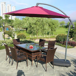 Rattan Woven Outdoor Tables And Chairs Courtyard Leisure Furniture Garden Iron Balcony Outdoor Tea Table Sunshade Combination Package 20