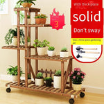 Solid Wood Flower Rack Outdoor Balcony Flower Pot Rack Indoor Floor Hanging Orchid Plant Rack Multi-layer Bonsai Rack Flower Table S Basic Model (with Diagonal Support)