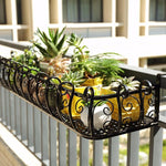 European Style Iron Simple White Railing Flower Rack Household Balcony Guardrail Hanging Green Pineapple Fleshy Flower Rack Wall Hanging Black Flower Pot Rack Hanging Storage Balcony Rack Outdoor Flower Rack 50 * 29 * 16cm