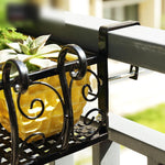 European Style Iron Simple White Railing Flower Rack Household Balcony Guardrail Hanging Green Pineapple Fleshy Flower Rack Wall Hanging Black Flower Pot Rack Hanging Storage Balcony Rack Outdoor Flower Rack 50 * 29 * 16cm