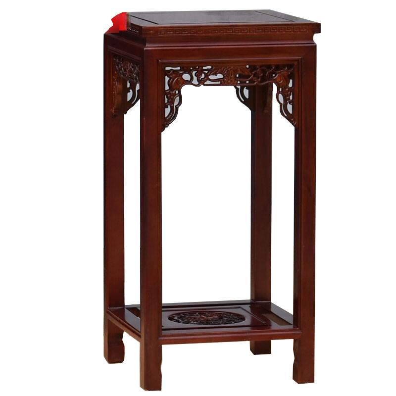 Solid Wood Square Flower Rack Indoor Log Antique Hanging Orchid Wooden Green Rose Living Room Multi-storey Chinese Single Wooden Flower Pot Shelf Vase Rack Flower Table Full Set Red 40 * 40 High 80cm