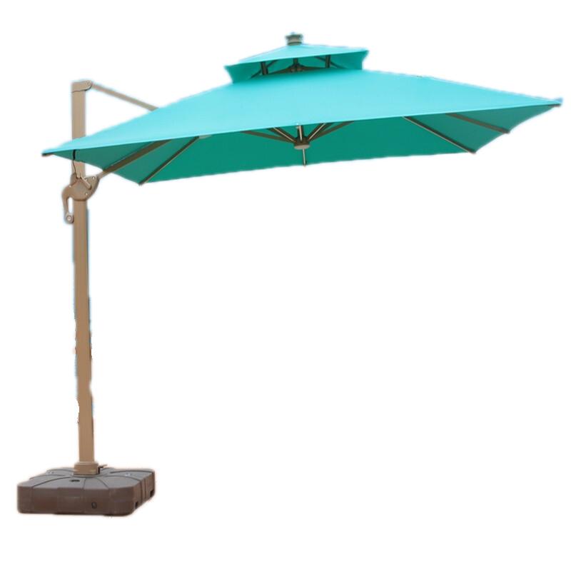 3m Square Blue + 320 Kg Water Tank Outdoor Sunshade Umbrella Light Bar Courtyard Umbrella Solar Led Light Bar Large Villa Stall Outdoor Terrace Garden Roman Umbrella