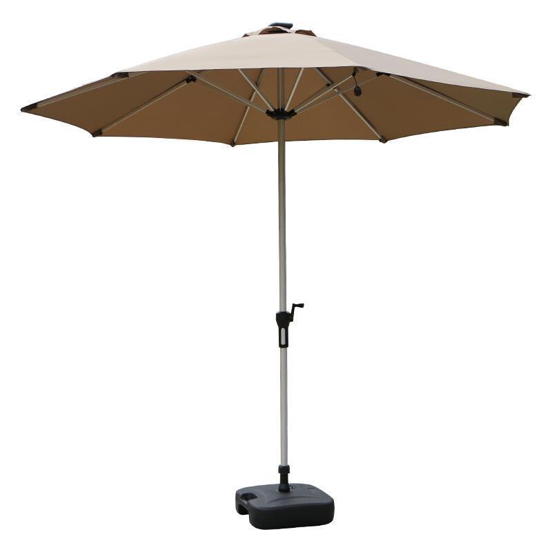 Wine Red LED Solar Middle Column Umbrella Outdoor Sunshade 3m Solar Roman Umbrella Outdoor Cafe Commercial Sunshade Garden Leisure Umbrella Stall Sentry Box Umbrella LED Light Advertising Umbrella Landscape Umbrella