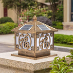 Solar Column Head Lamp Courtyard Lamp Outdoor Lighting Wall Lamp Door Column Lamp Waterproof Outdoor Lamp European Garden Villa Gate Column Lamp