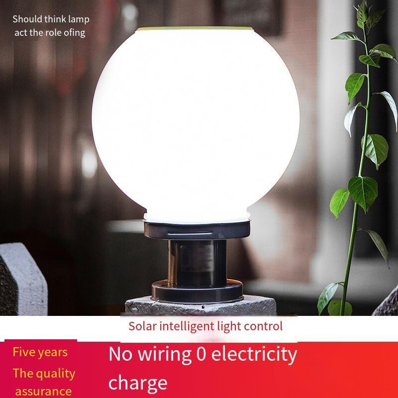 Solar Column Head Lamp LED Outdoor Wall Lamp Gate Courtyard Wall Lamp Waterproof Garden Villa Courtyard Lamp Household Ball Lamp Municipal White Light