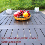 Outdoor Rectangular Table Single Table Iron Cafe Leisure Courtyard Room External Table Garden Plastic Wood Table Chair Buck Chair Teak Black Frame