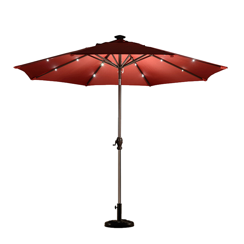 3m Outdoor Sunshade Outdoor Courtyard Sunshade Balcony Table Chair Central Pillar Umbrella With Light Wine Red (with 12.5kg Cement Base)