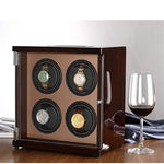 CHIYODA Watch Winder Four Watch Winder For Men's And Women's Automatic Watch With Quad Mabuchi Motor, LCD Digital Display And High Gloss Brown