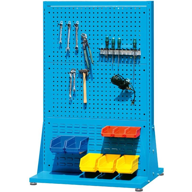 Fixed Double Side Material Finishing Rack 1000 × 610 × 1565mm (4 Square Holes And 2 Louvers)  Blue