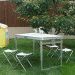 White Outdoor Folding Table And Chair Set Portable Table And Chair Picnic Barbecue Table And Chair 1 Table 4 Stool