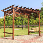 Pavilion Outdoor Courtyard Simple Small Outdoor Grape Trellis Antiseptic Wood Tables And Chairs Wooden House Garden Shelf Solid Wood Pavilion Gallery Table