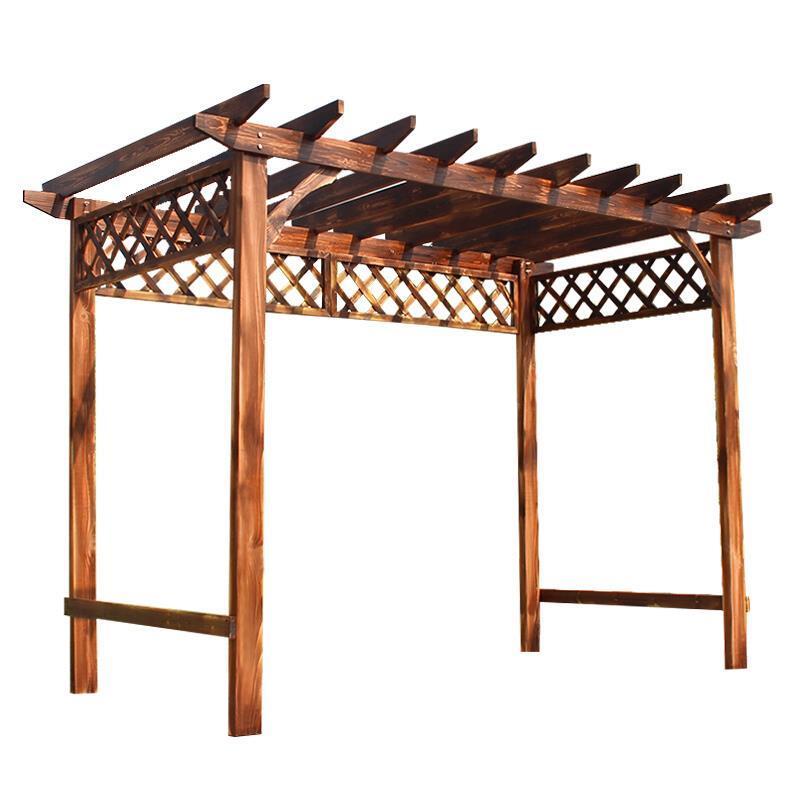 Pavilion Outdoor Courtyard Simple Small Outdoor Grape Trellis Antiseptic Wood Tables And Chairs Wooden House Garden Shelf Solid Wood Pavilion Gallery Table