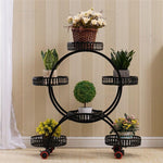 Flower Rack Multi-layer Indoor Space Saving Iron Multi-layer Balcony Storage Rack Living Room Belt Wheel Flower Pot Rack Red Copper 6 Basin Luxury Version (brake Universal Wheel)