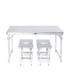 Folding Table Outdoor Portable Table And Chair Combination Set Simple All Aluminum Alloy Stool Villa Dining Table Outdoor Barbecue Table Stall Exhibition Umbrella Hole 1 Table 4 Chairs (long)