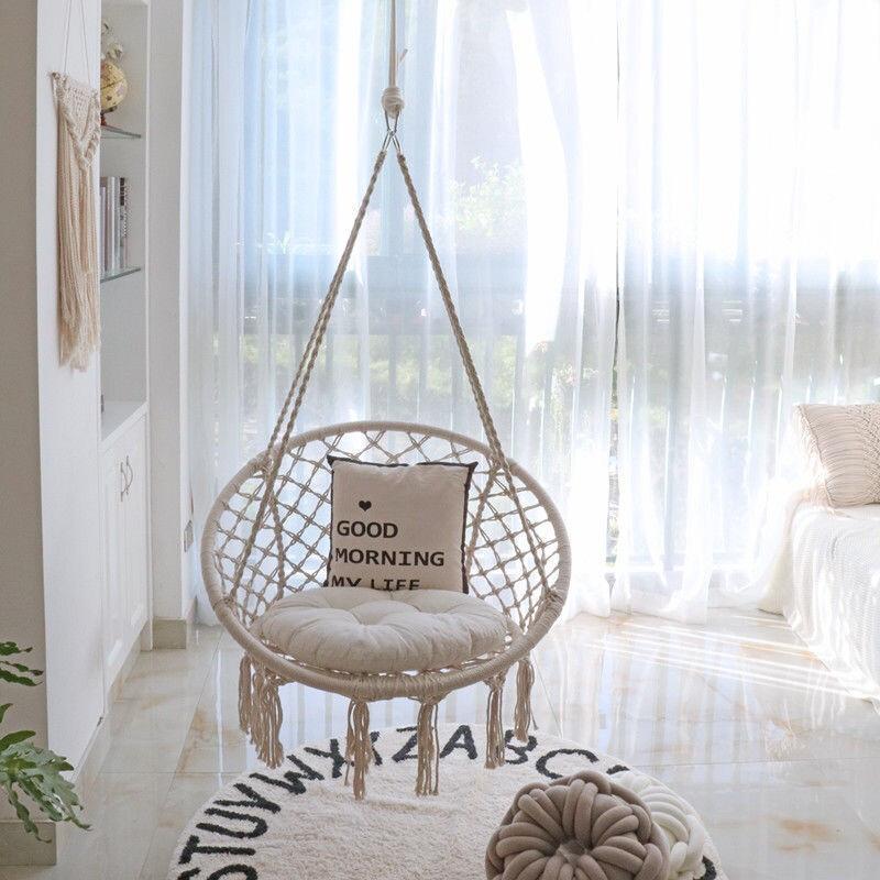 Swing Hanging Chair Indoor Net Red Hanging Chair Balcony Rocking Chair Single Hanging Basket Girl Swing Household Indoor Rope Weaving Hanging Chair