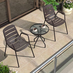 Outdoor Balcony Table And Chair Small Tea Table Iron Leisure Back Chair Commercial Combination Simple Table And Chair Three Piece Set 2 Chairs