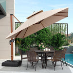 Outdoor Sunshade Courtyard Umbrella Garden Wood Grain Large Terrace Villa Roman Umbrella Leisure Umbrella 3.0m Square [with 130kg Water Tank Base]