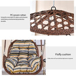 Hanging Chair Indoor Swing Reclining Basket Dormitory Rattan Bird's Nest Single Rocking Chair Hammock B Coffee Ribbon Armrest Rattan + Cushion + Carpet