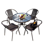 Outdoor Table And Chair Umbrella Combination Three Or Five Sets Of Courtyard Leisure Coffee Balcony Table And Chair Iron Rattan Chair Three Sets Of Balcony Courtyard Outdoor Table And Chair Upgrade Chair: 4 + 1 [with 80cm