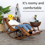 Rattan Chair Rocking Adult Leisure Reclining Lunch Break Lazy Family Balcony Outdoor Nap Rocking Cool Chair Natural Hand Tea Table Ventilation Vertical Clause (grapefruit Black)