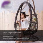 Hanging Chair Basket Rattan Balcony Bassinet Chair Indoor Single Swing Chair Upgrade Bold Imitation Wood Grain Color With Cushion Carpet