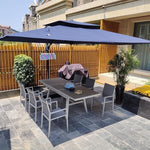 Outdoor Sunshade Umbrella Courtyard Garden Villa Terrace Roman Umbrella Large Sun Umbrella 3x4m Square [navy Blue, Color Fastness For Ten Years, 200kg Water Tank]