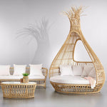 Outdoor Reclining Bed Bird's Nest Bed Balcony Bird's Cage Villa Swimming Pool Outdoor Courtyard Reclining Chair Rattan Chair Rattan Woven Bird's Cage Bed Straw Bird's Nest 200cm