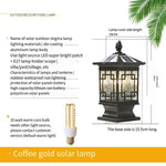 Solar Wall Column Head Lamp New Chinese Outdoor Waterproof Courtyard Lamp Outdoor Gate Villa Garden Column Lamp Solar 7-inch Building Wall Lamp