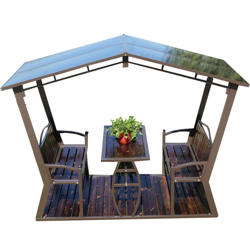 Outdoor Pavilion Villa Courtyard Garden Terrace Roof Leisure Quadrangle Pavilion Balcony Residential Anticorrosive Carbonized Wood Sunshade Pavilion Pavilion Table Chair