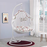 Net Red Hanging Basket Rattan Chair Balcony Outdoor Dormitory Cradle Leisure Hammock Adult Rocking Chair Lazy Sunshine Reclining Bird's Nest Swing Double White