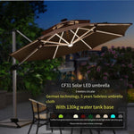 Outdoor Sunshade Umbrella Courtyard Garden Guard Platform Leisure Sun Umbrella Beach Solar Umbrella Square 3m Roman Umbrella 3.0m Circular Led Light Strip [equipped With 130kg Water Tank Base]