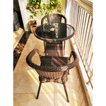 Rattan Chair Tea Table Three Piece Set Balcony Household Leisure Weaving Small Outdoor Cafe Dining Table And Chair Combination 65 Integrated Square Table + 2 Chairs (special Price)