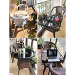 Rattan Chair Tea Table Three Piece Set Balcony Household Leisure Weaving Small Outdoor Cafe Dining Table And Chair Combination 65 Integrated Square Table + 2 Chairs (special Price)