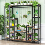 Green Plant Rack Flower Rack Iron Simple Flower Rack Flower Rack Green Rose Pot Rack Black Rack + Carbonized Wood 148*30*205