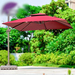 Outdoor Sun Umbrella Courtyard Sun Roman Balcony Large Garden Leisure Commercial Solar Energy Stall Khaki [solar Led Light] 3.0 M Square (130kg Water Tank Base)