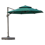 Outdoor Sun Umbrella Courtyard Sun Roman Balcony Large Garden Leisure Commercial Solar Energy Stall Khaki [solar Led Light] 3.0 M Square (130kg Water Tank Base)