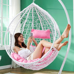 Hanging Chair Swing Basket Rattan Household Leisure Lazy Indoor Bedroom Balcony Chair Hammock Rocking White_ Single Large / With Armrest