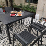 Outdoor Table And Chair Courtyard Leisure Chair Balcony Tea Combination Set Outdoor Antiseptic Wood Plastic Garden Dining Modern Simple Small Round Table Mattel: 4 + 1 [120x80 Mosaic Plastic Wood Long Table]