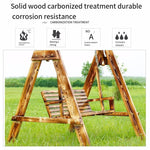 Outdoor Solid Wood Swing Rocking Chair Hanging Double Balcony Garden Leisure Standard